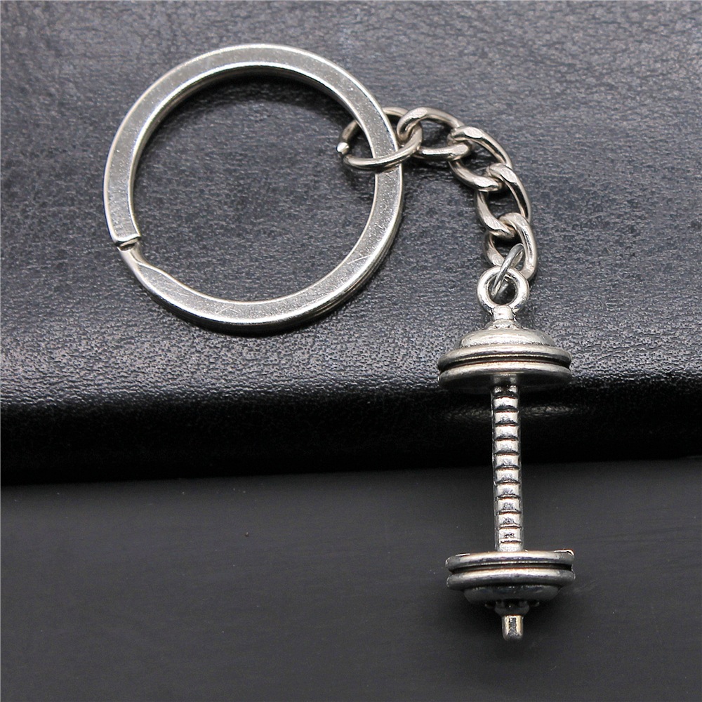 Fitness Weightlifting Weight Film Pendant Keyring Women Men Keychain DIY Metal Holder Chain Party: green