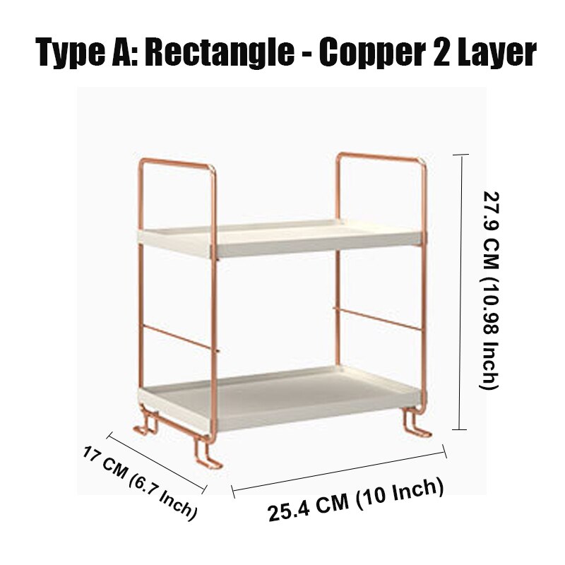 Bathroom Organizer Washroom Vanity Shelf Storage Rack Corner Caddy Tooth Stand Holder Bathtub Tray Adjusted layer Height: 2 Layer A Copper