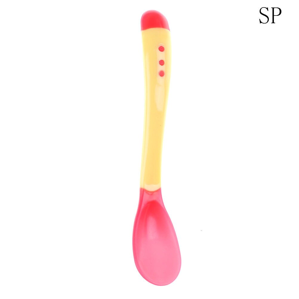 Baby silikon sked babysäkerhet temperaturavkännande barn barn bestick matningsskedar: 4