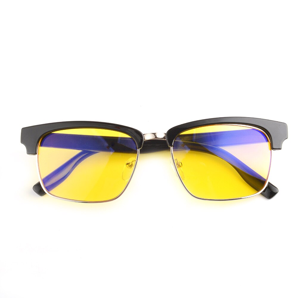 Gudzws Vision Blue Light Shield Computer Cellphone Glasses Anti Blue Light 100% UV Protection Classic Rectangle Plastic Frame Yellow Lens: Black