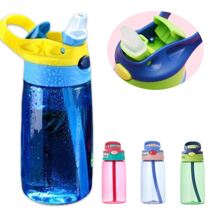 480ML Kids Water Cup Safe Baby Feeding Cups with Straws Leakproof Water Bottles Outdoor Portable Children&#39;s Cups