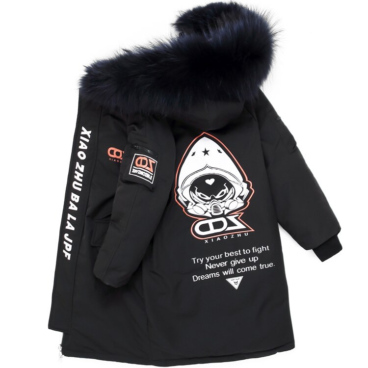 MudiPanda dziecięcy żakiet zimowy nastoletni chłopcy dziewczęta wyściełanana kurtka z bawełny zagęścić ciepłe długie kurtki maluch dziecięca odzież wierzchnia: czarny / 6