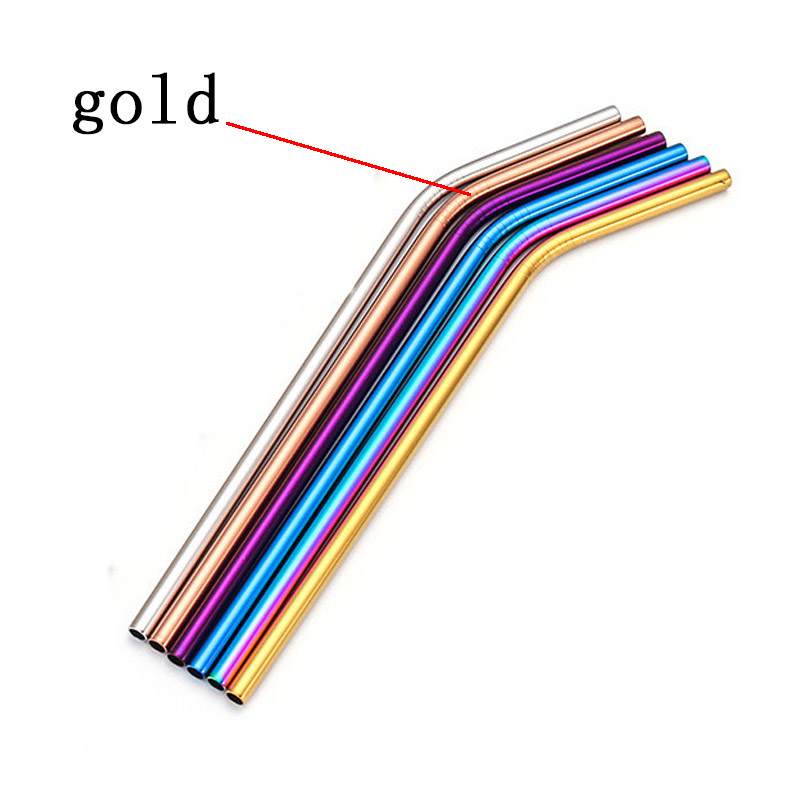 De utensilios de cocina de paja reutilizables para bebidas de acero inoxidable 304, accesorio multiuso para Bar o , herramientas para beber dobladas en 4 colores 1 Uds.: Dorado