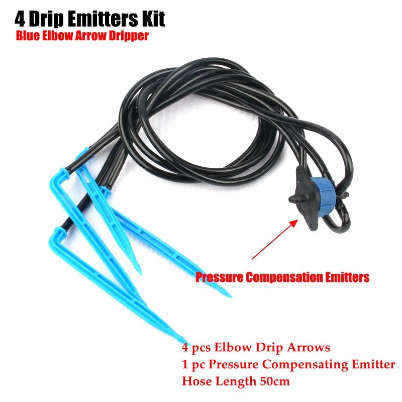 2Sets Garden Drip Irrigation System Kits Bonsai Flower Watering Drip Arrow Drippers Gardening Drip Emitters Sprinklers: 4Drip Blue Elbow