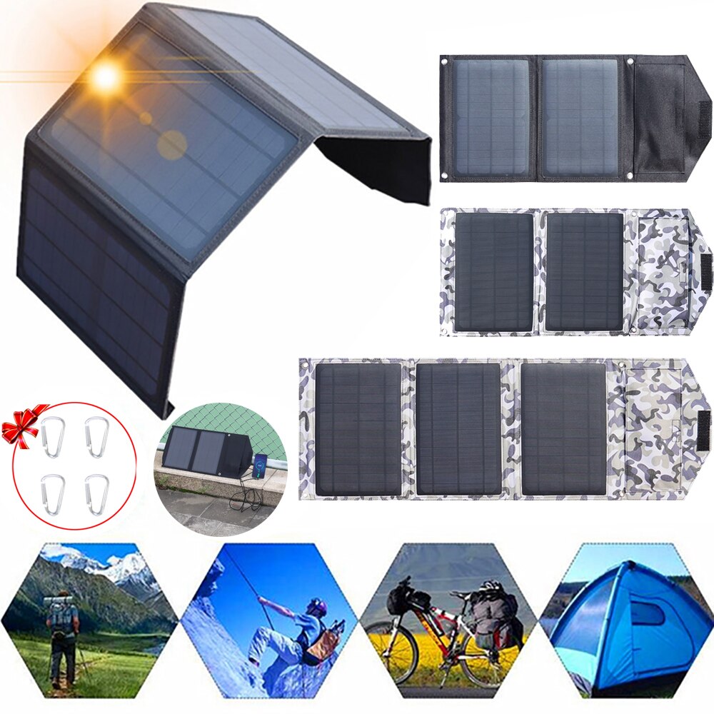 Panel solar plegable 5v 25w 15w cargador solar de teléfono móvil portátil usb para powerbank luz exterior camping senderismo mochila impermeable