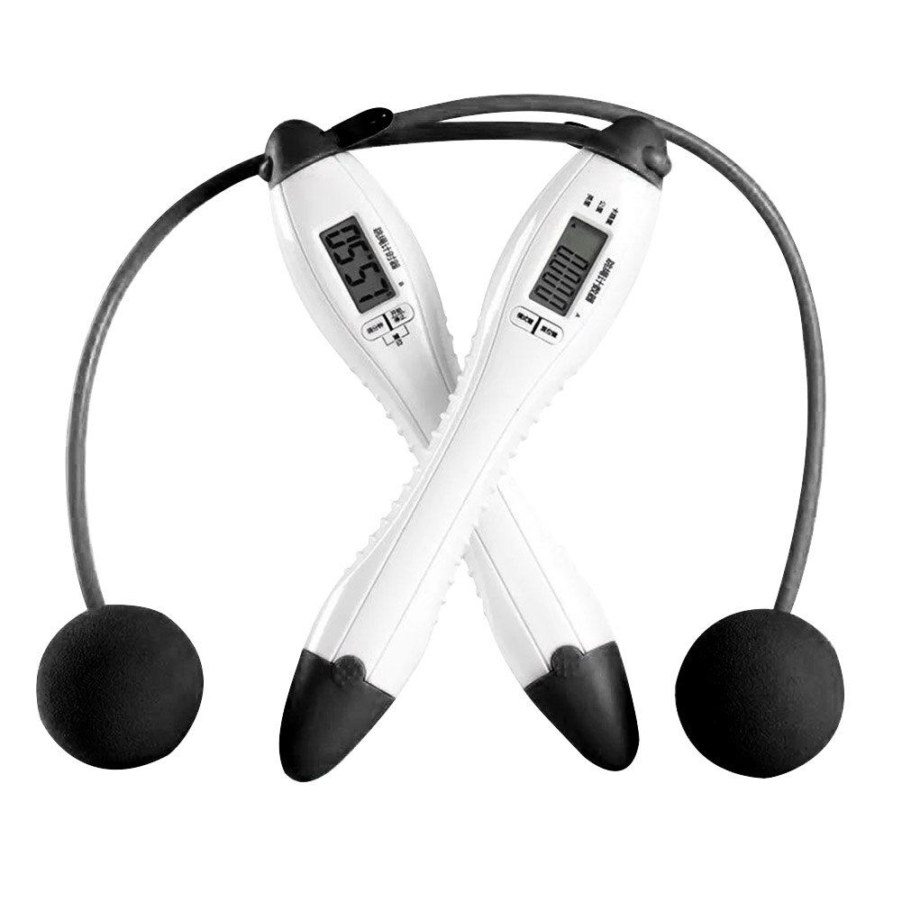 4 Modes 360 Degrees Rotation Induction Double Screen HD Display Home Gym Digital Counting Jump Rope Anti Winding ABS: White B