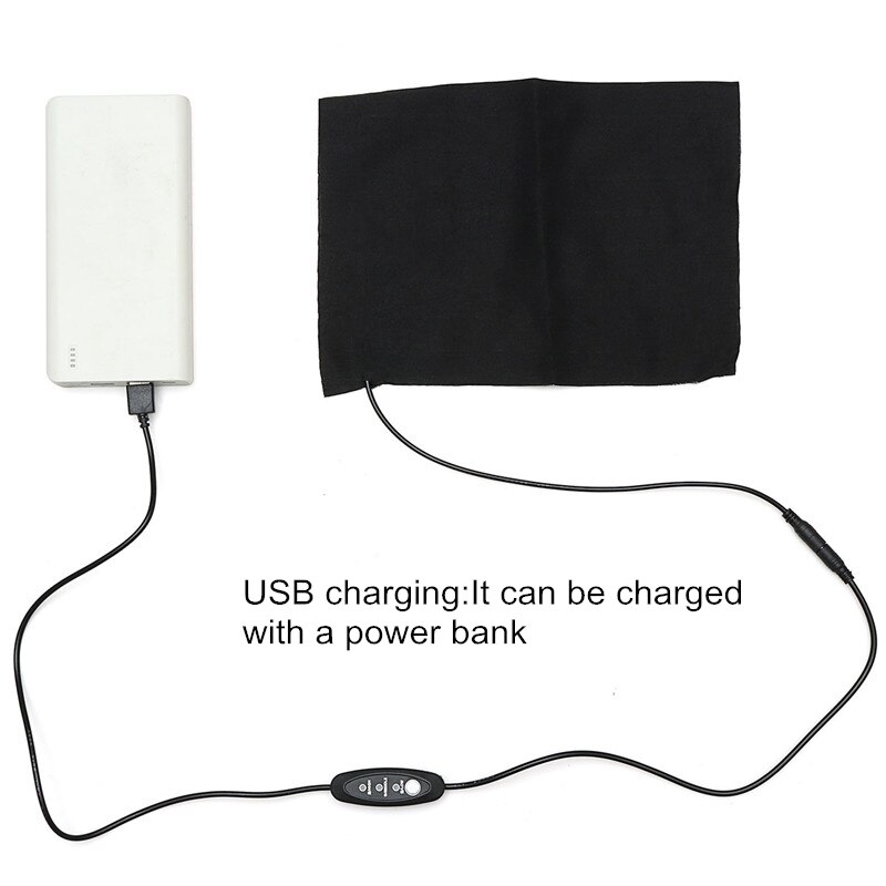 Coussin chauffant électrique Usb 5v 12v avec coussin chauffant en Fiber de carbone à température réglable à 3 vitesses pour veste en tissu