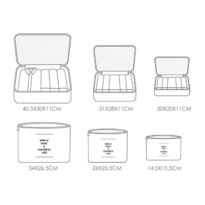 6P/ Oxford Cloth Travel Mesh Bag In Bag Luggage Organizer Packing Cube Organiser for Clothing