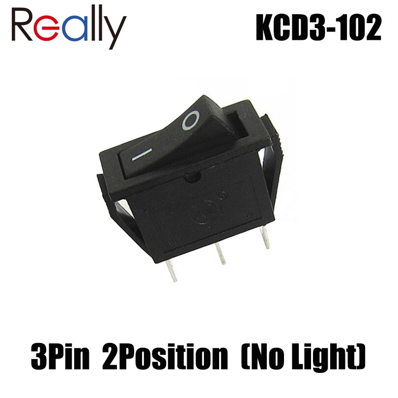 Echt 15A 250V/20A 125V Ac Tuimelschakelaar KCD3 Switch On-Off 2 Positie 3 Pin elektrische Apparatuur Met Licht Schakelaar: KCD3-102 Black