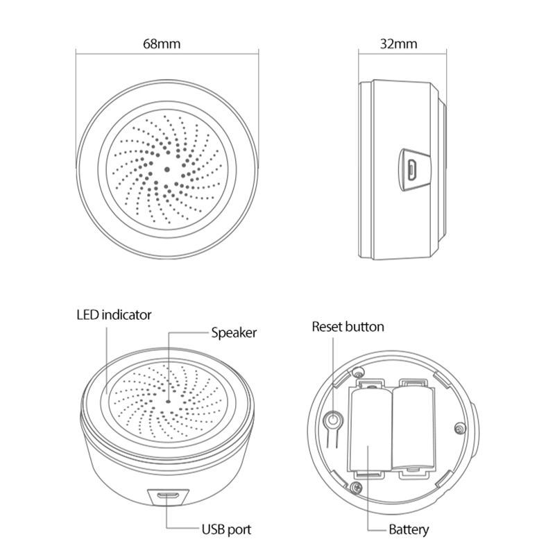 Tuya Smart Temperature And Humidity Alarm Built-In Battery 3 In 1 Zigbee Sensor, Can Be Used With TUYA Smart Hub