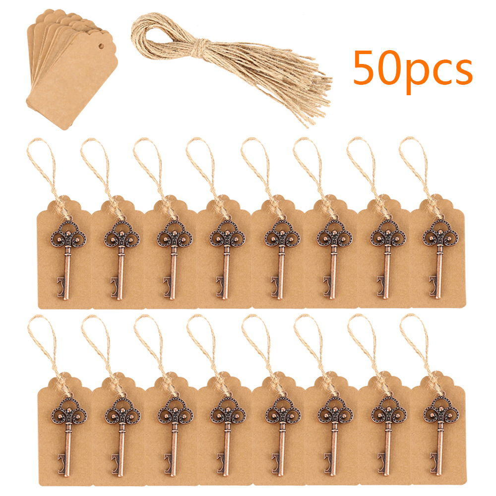 50 stk metalnøgle antik øl flaskeåbner bryllupsfest favoriserer forsyninger vintage køkken tilbehør små til gæster