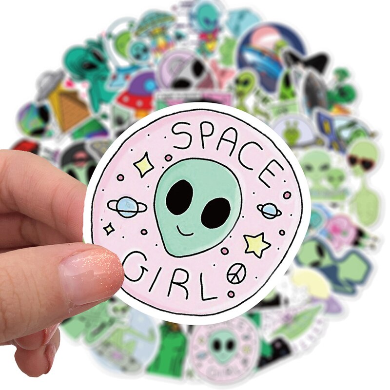 50Pcs Outer Space Toys Stickers Kinderen Alien Ufo Ruimte Planeet Sticker Voor Scrapbooking Skateboard Waterdicht Sticker