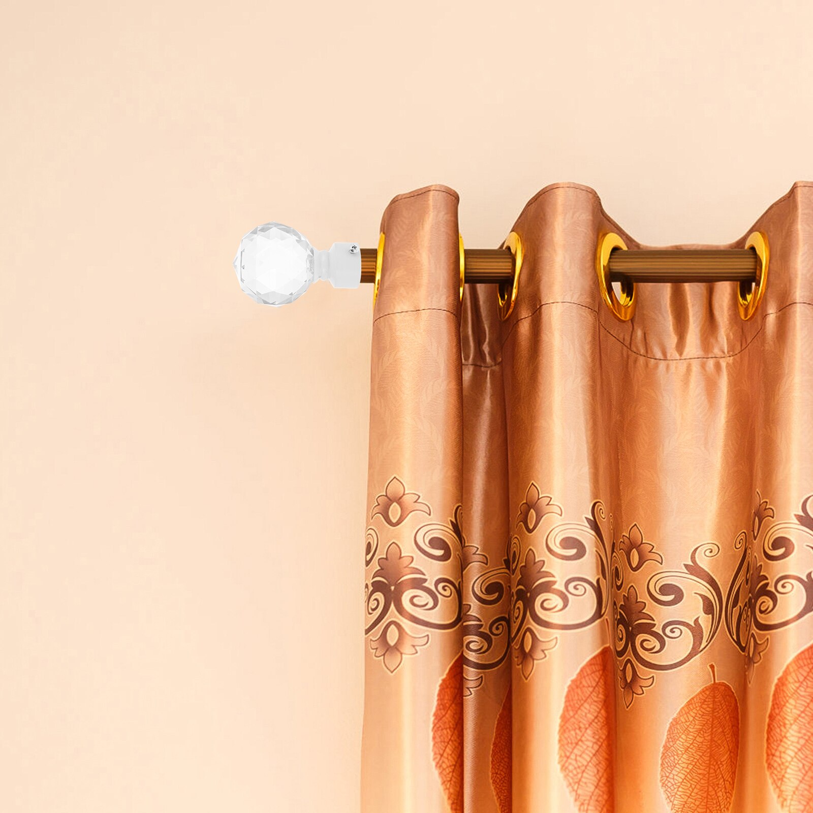 2pcs Decorative Curtain Rod Finials Crystal Iron Art Curtain Rod Ends Accessory