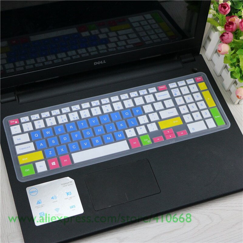 15.6 inch Silicone laptop keyboard cover skin Protector For Dell inspiron Vostro 3000 7559Ins 15P 15 7000 7568 15-7560 2528: Candy blue