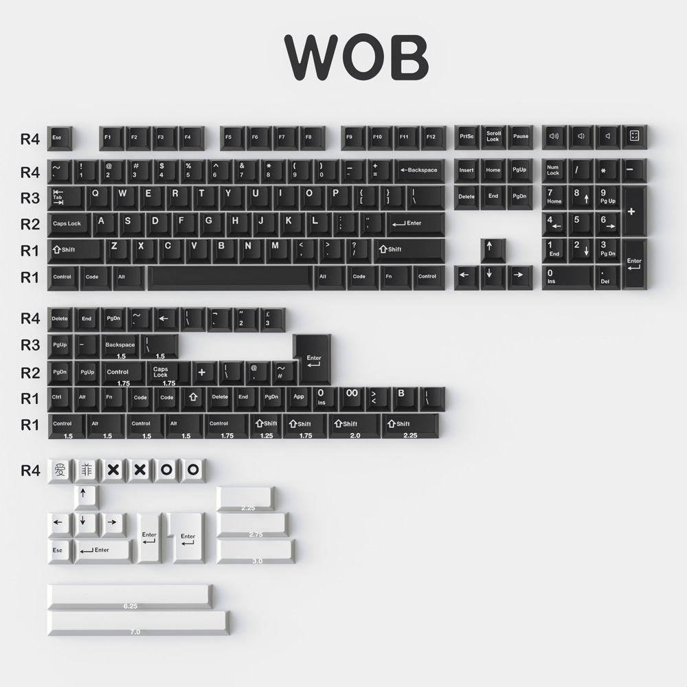 173 Key DOUBLE SHOT Cherry Profile GMK Copy Striker/Bow Wob ANSI ISO PBT Layout Keycap For GMMK pro Mechanical Gaming Keyboard: GMK WOB Keycap