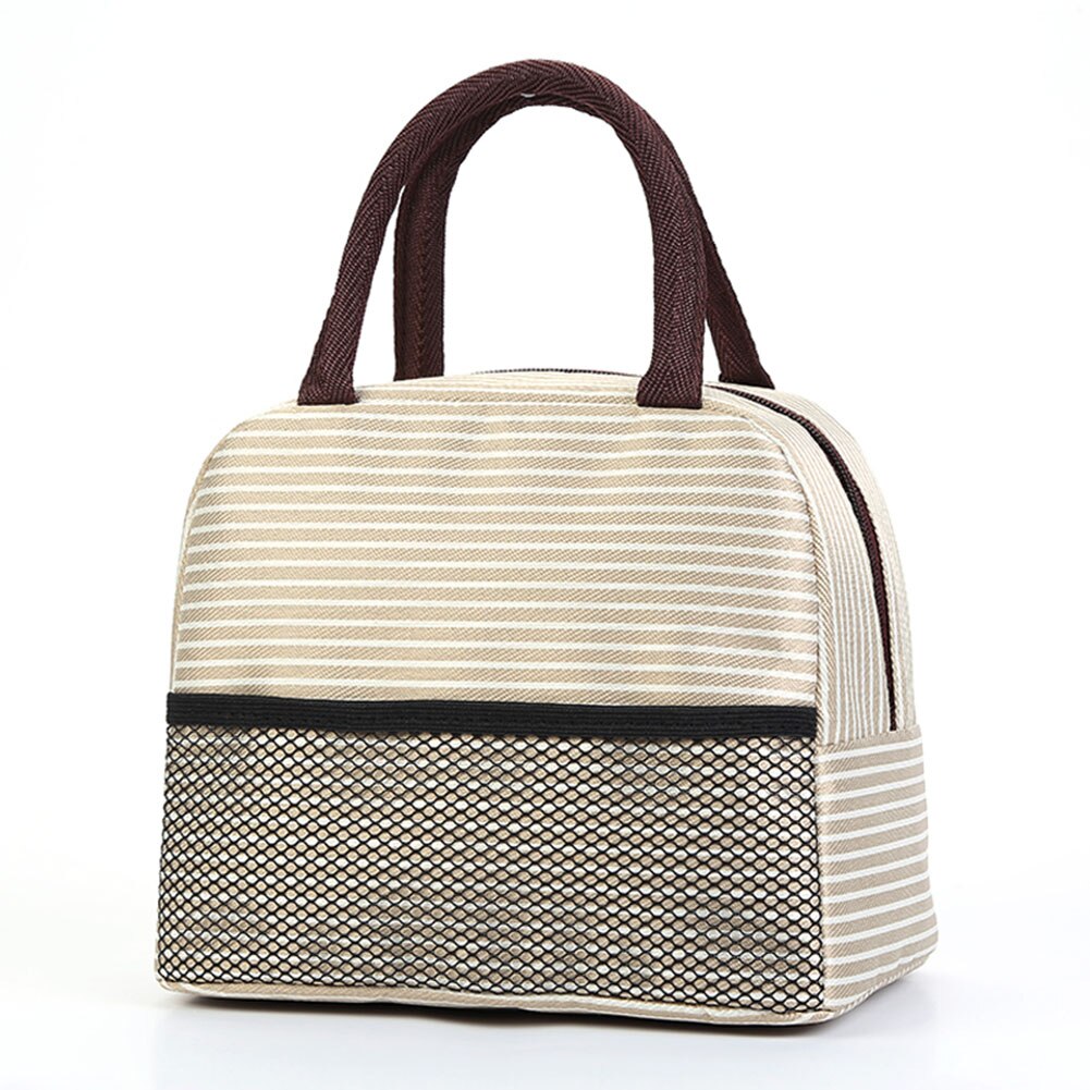 Draagbare geïsoleerde canvas lunchtas, draagbare lunchtas, oxford waterdichte, thermisch geïsoleerde koeltas, handtas en bento-tas.: Beige