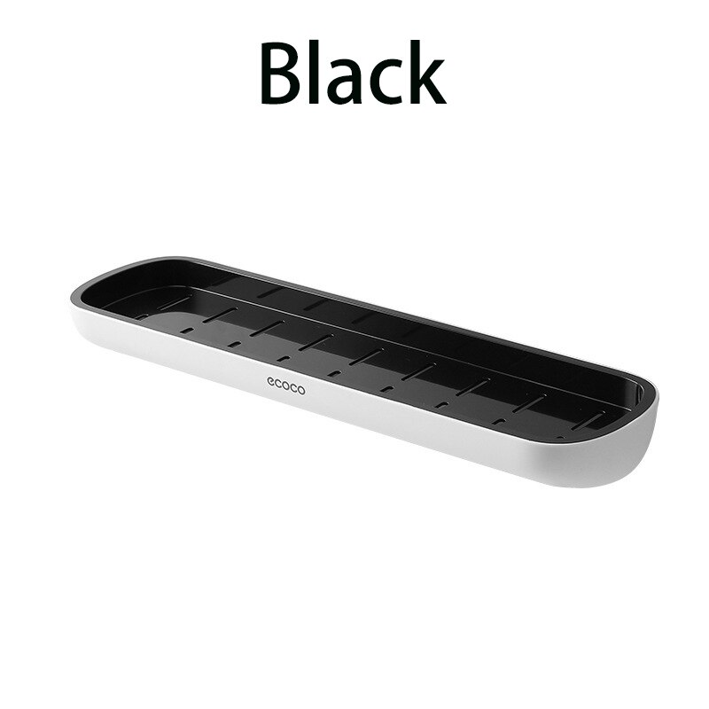 Ecoco Wall Mounted Bathroom Shelf Wall Free Punching Storage Shelves Shampoo Towel Rack Bathroom Accessories Kitchen Organizer: Black ecoco