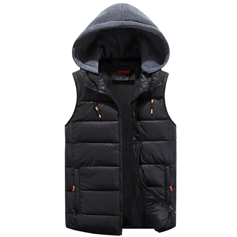 Winter Katoen Warm Vest Casual Voor Mannen Dikke College Rode Windbreaker Mouwloze Jas Zonder Mouwen Mannelijke Klassieke Vest: Black Vest / 4XL