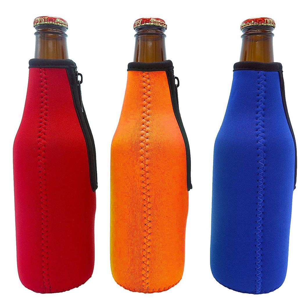 330mL Beer Solid Home Bottles Restaurant Bar Holder Neoprene Zip With Cover Bottle Sleeves Cooling Bar Supply