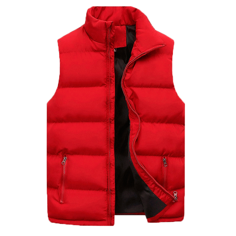 FGKKS 2023 invierno hombres chaleco Parkas algodón Casual sin mangas soporte ropa gruesa Color sólido chaleco chaqueta masculina: L / Gris oscuro
