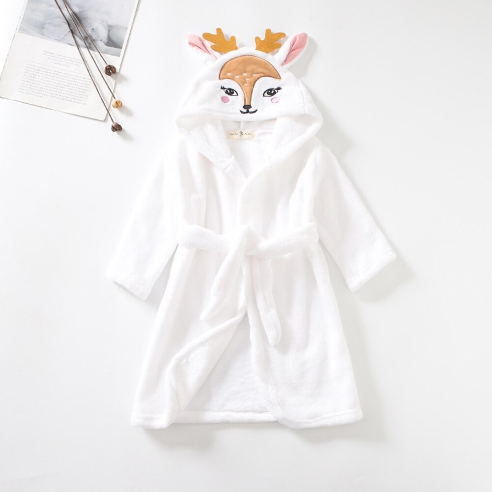 Albornoz con capucha para bebé y niña, bata de baño de dibujos animados de ciervo, Toalla de baño bordada, ropa de invierno para bebé, ropa de dormir