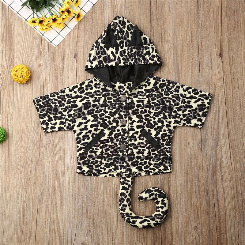 Kids Baby Boys Girls Clothes Long Sleeve Sleeve 3D Leopard Hooded Coat Jacket Warm Outwear Tops 6M-4Y