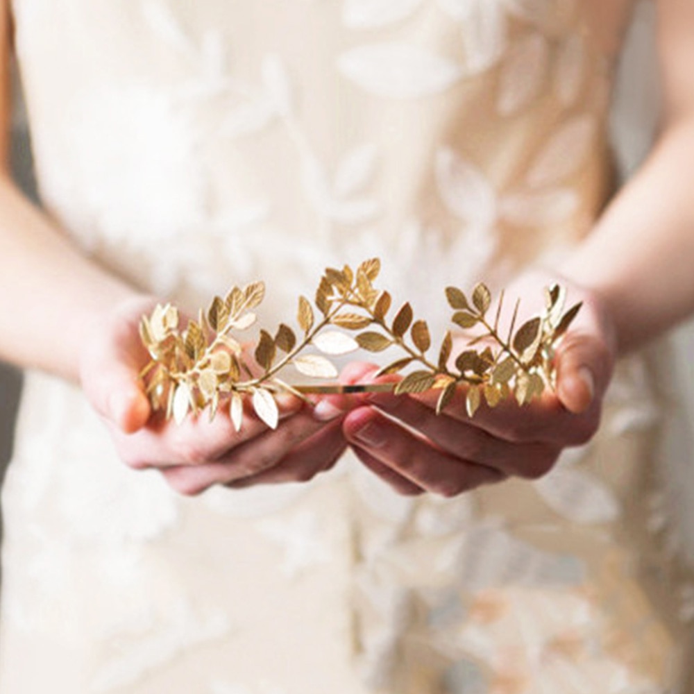 Bruids Haar Accessoires Haarbanden Koreaanse Gold Bladeren Krans Vintage Parel Bruiloft Tiara Hoofdband Vrouwen Meisjes Haar Kroon New2019