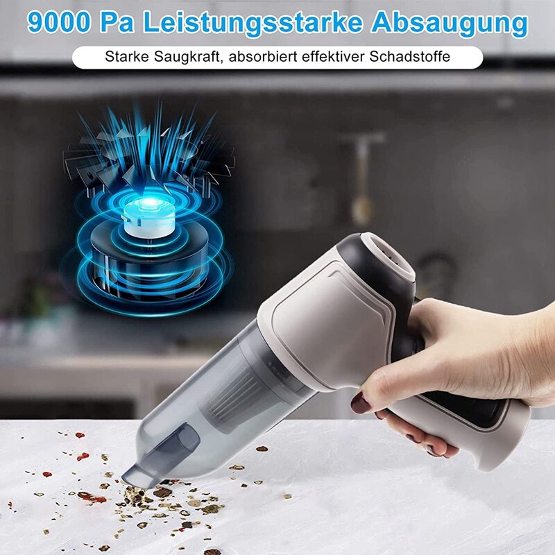 4In1 120W Cordless Air Blower Handheld Portable Air Duster Mini 9000Pa Wireless Car Vacuum Cleaner Cyclonic Suction Home