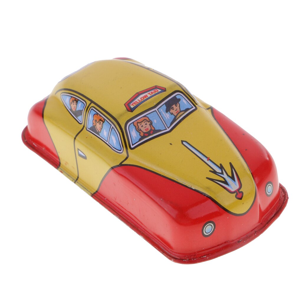 Retro Taxi Car Tin Toy Collectible Clockwork Wind Up Toys Mechanism Crafts