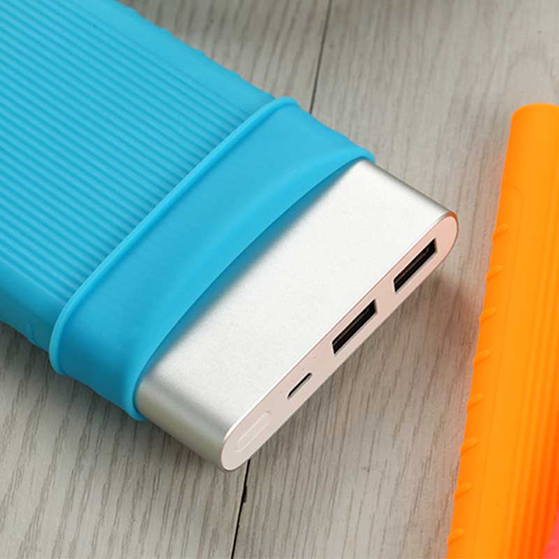 Para Xiaomi caso de banco de potencia 2 10000 mAh de silicona funda protectora blanda manga para Xiaomi externa 2 10000mah doble puerto USB Shell