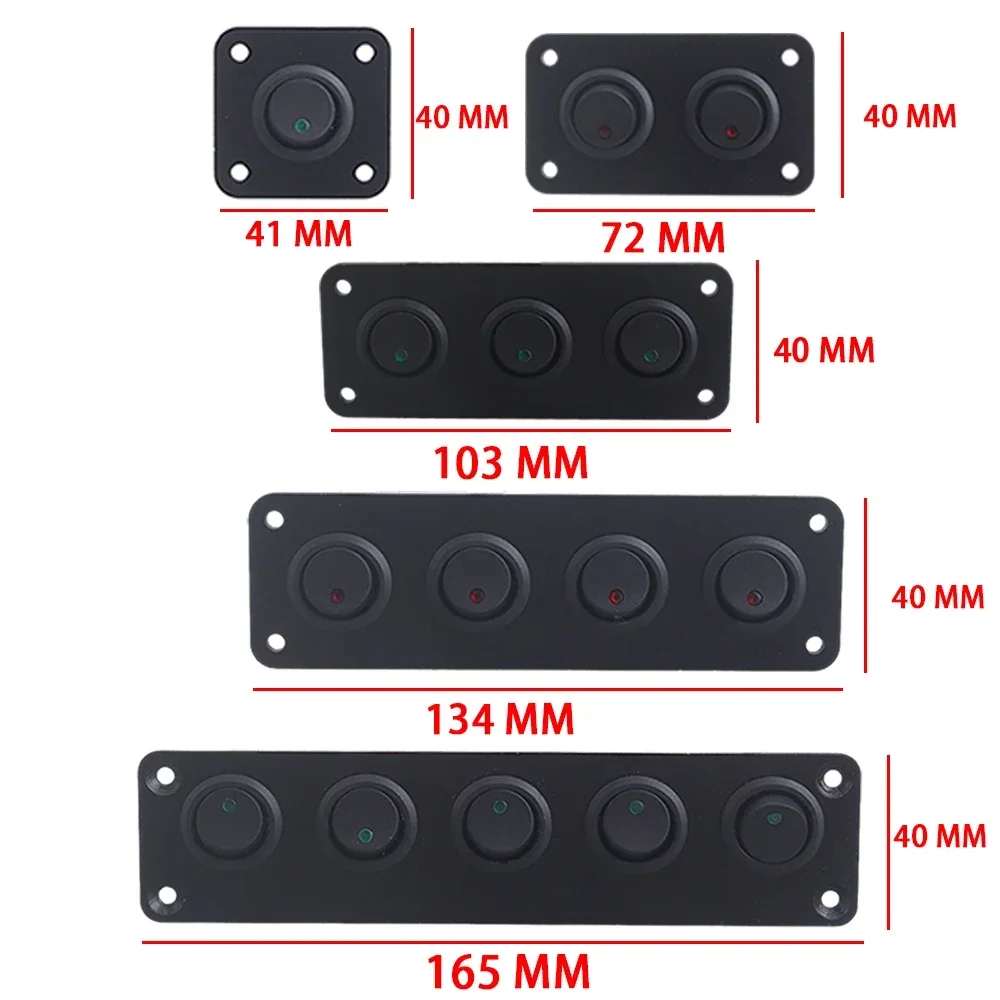 Panel de interruptor de palanca Universal de 12V, 1-5 entradas, USB, para coche, barco, camión, RV marino, accesorios de estilo LED azul, interruptor basculante marino