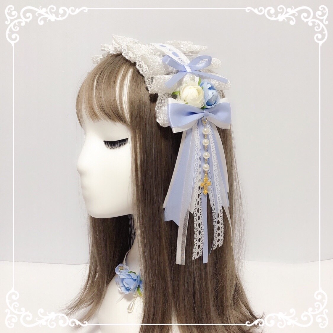 Lolita-accesorios para el cabello de color azul claro, accesorios para el cabello, diadema, flor, tocado gótico , flor azul cielo, boda: Simple hair band