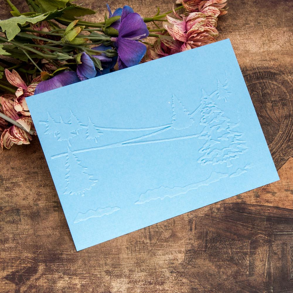 Forest Sceen Christmas Embossing Folders DIY Making Paper Cards Stencils Stencil Scrapbook Template Plastic Transparent