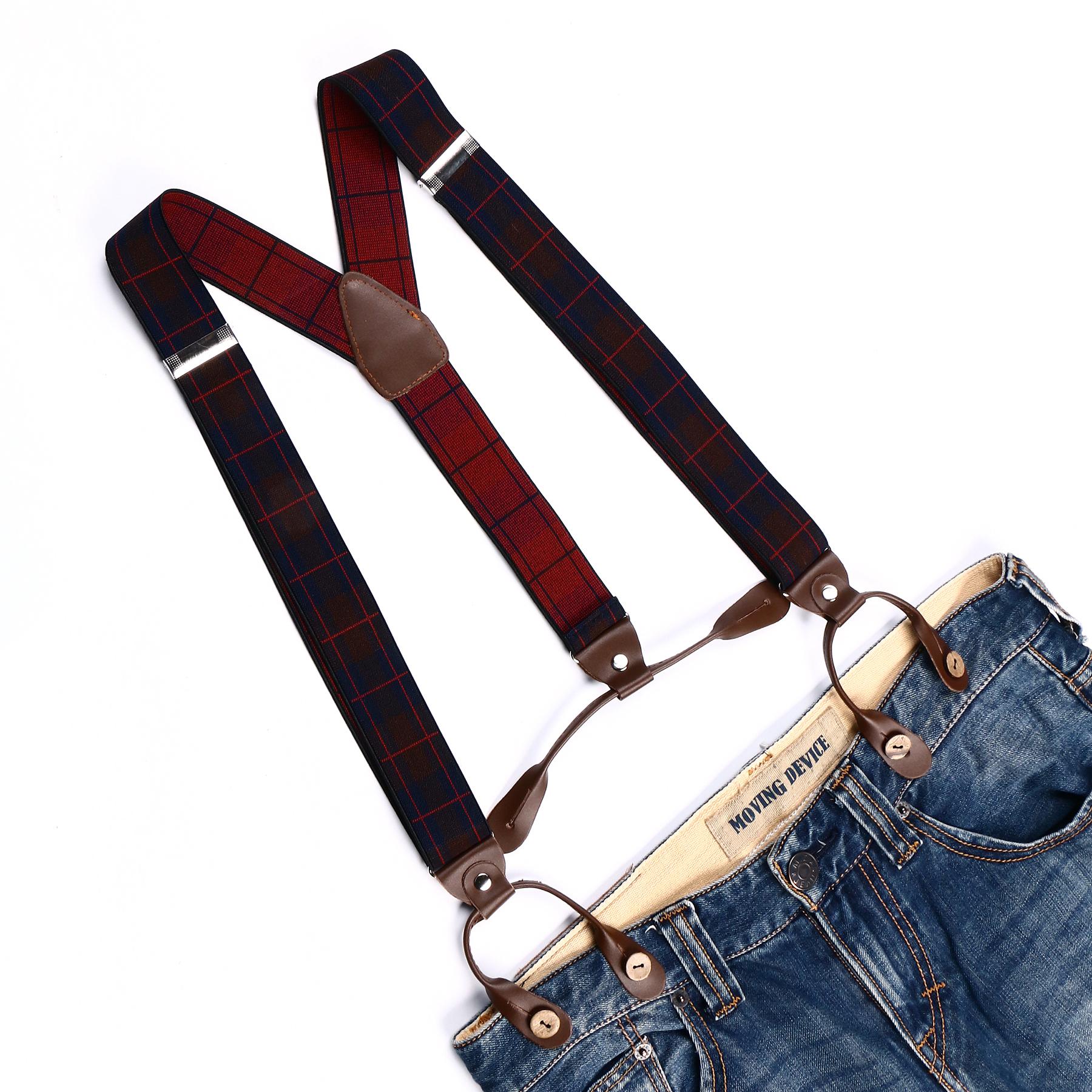Mænd kvinder justerbare knapper stil bælte elastiske seler unisex stribet plaid blomsterbøjler 3.5cm bredde  bd763-bd776: Bd764