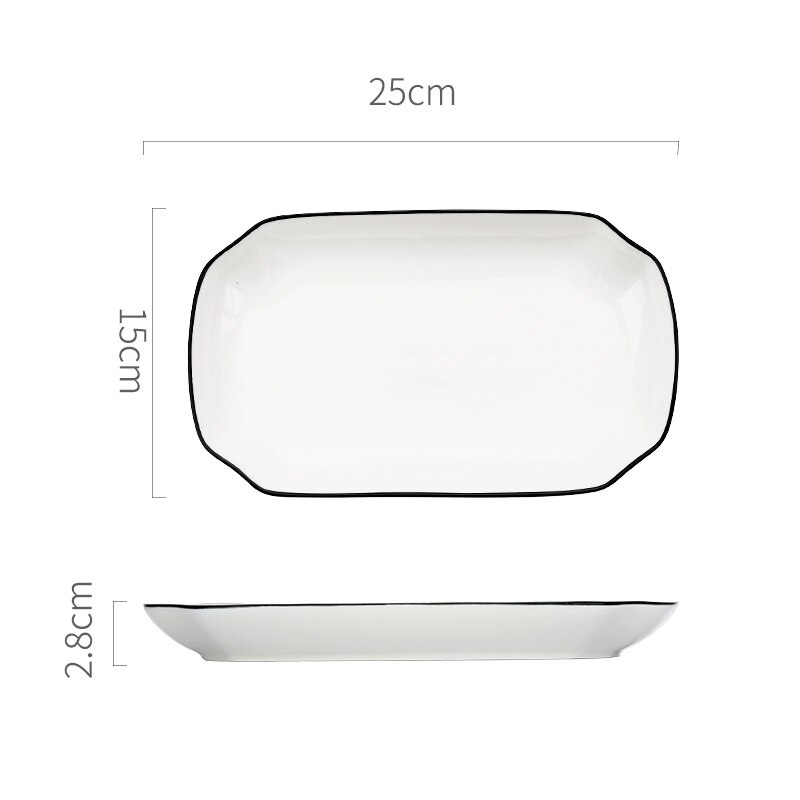 Płyta ceramiczna stek talerz styl skandynawski czarne obramowanie zastawa stołowa miska ins talerze obiadowe wysokiej klasy porcelanowa zastawa stołowa: 10 cal Plate