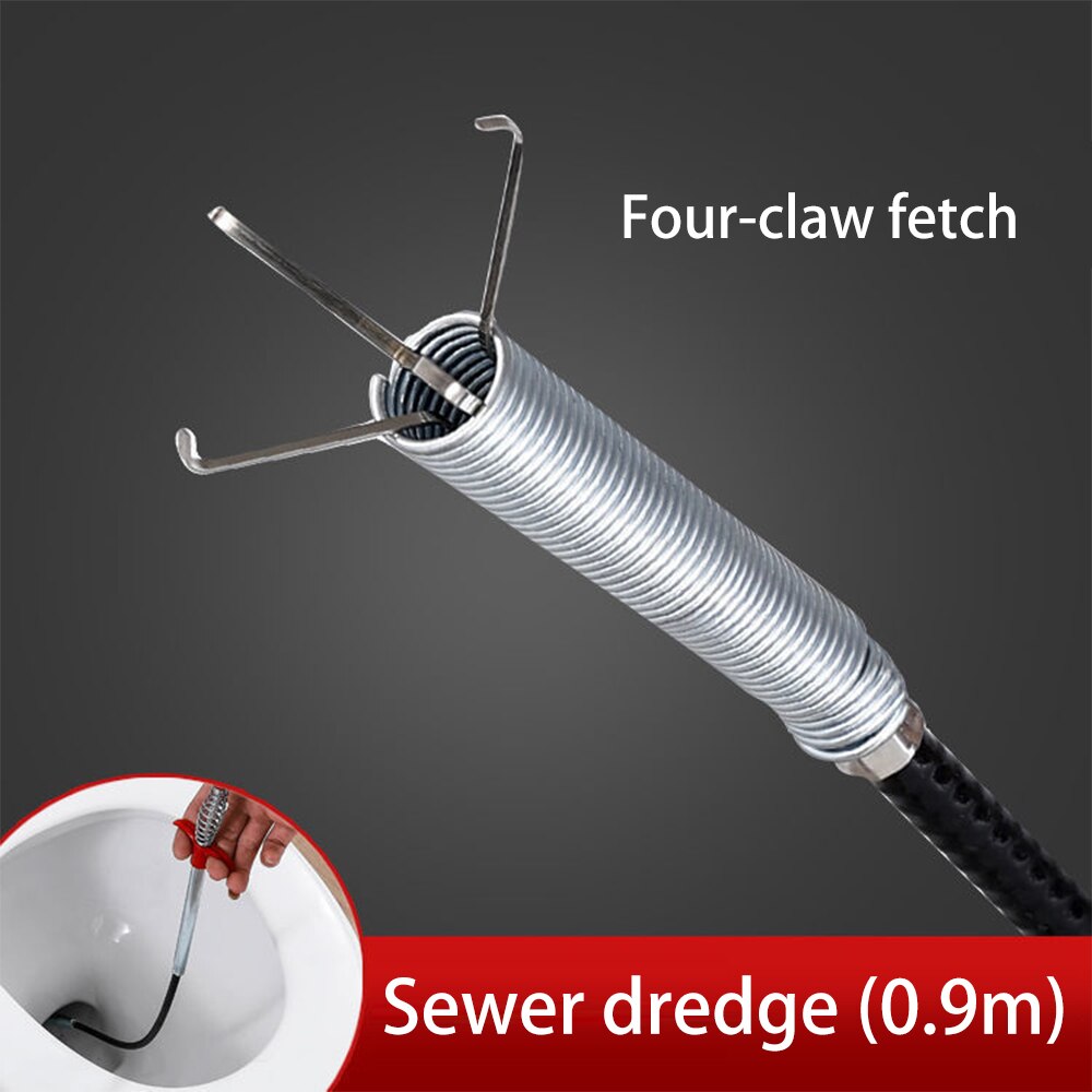 90cm Pipe Dredge Home Portable Kitchen Bathroom Sink Sewer Dredging Tool with Four-jaw Gripper Quickly Clean Garbage Tools