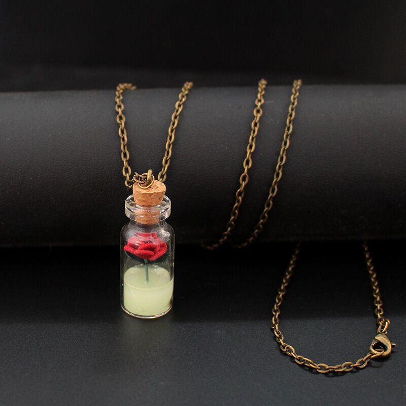 Pendentif lumineux petit Prince Rose, collier ajouré qui brille dans la nuit, bijoux d&#39;halloween: bronze chain