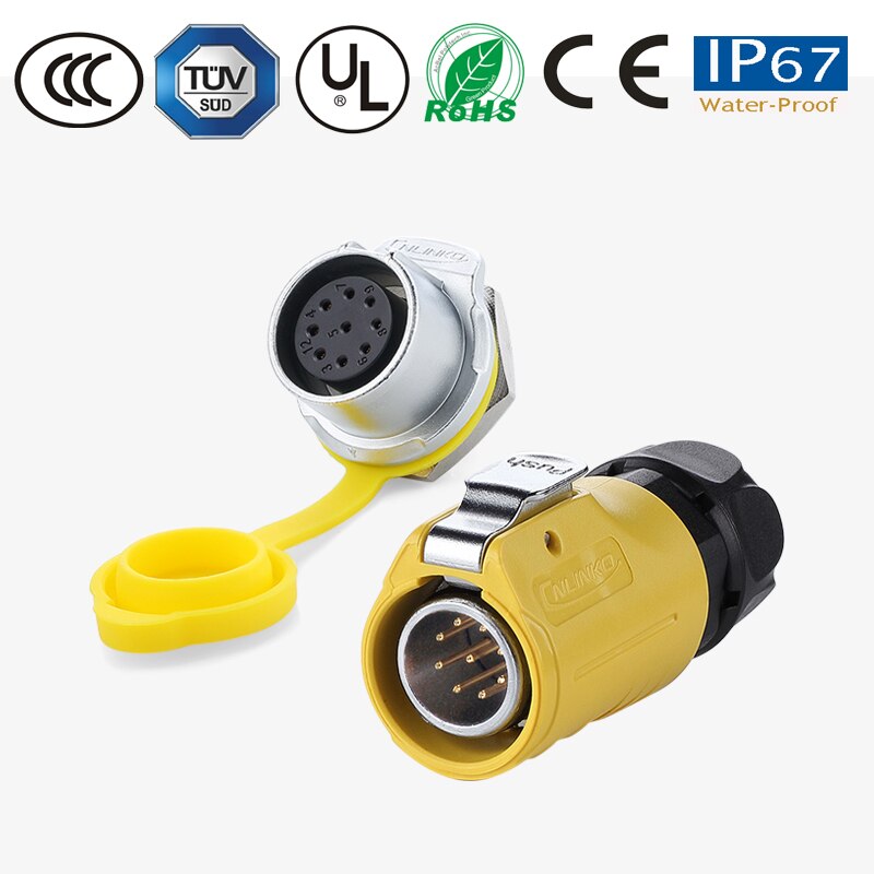M20 IP67 Waterproof Quick Connect Electrical 2-12 Pin Panel Mount Wire to Board 12V DC Power Connector Plug Socket terminator: 9Pin Kit
