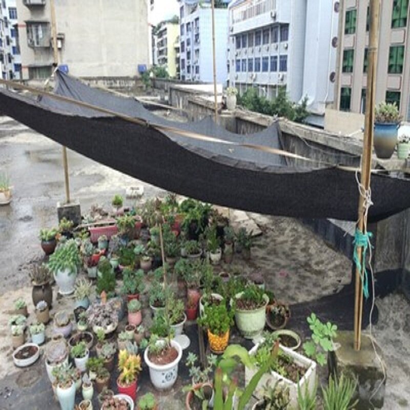 Solskygge net sort 8 nåle mesh stof plast hdpe 80%  skygge regntag udendørs haveplanter crowd shading isoleringsnet