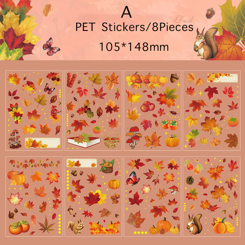 Journamm 8 unidades/pacote plantas flores folha pet adesivos decoração scrapbooking colagem lixo diário planejador decoração adesivo papelaria: Branco