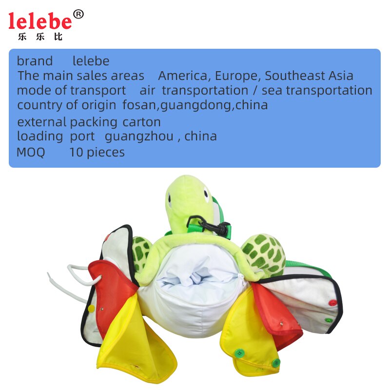 Lelebe made in china Anti-Verloren Schildpad kinderen knapzak met zakken in zak voor best selling baby product