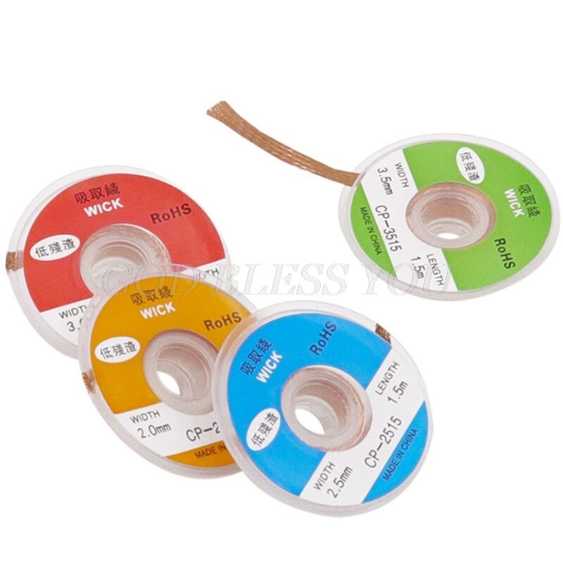1.5M Desoldering Braid Welding Solder Remover Wick Wire Low Residue Tin Strip Lead Cord Flux BGA Repair Tool