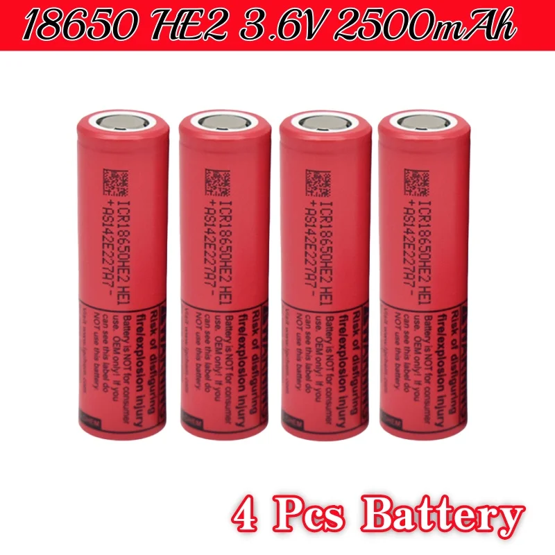 18650 HE2 Akumulator 3,6 V 2500 mAh ICR18650-HE2, używany do różnych produktów elektronicznych, zabawek Z ładowarką USB: FIOLETOWY