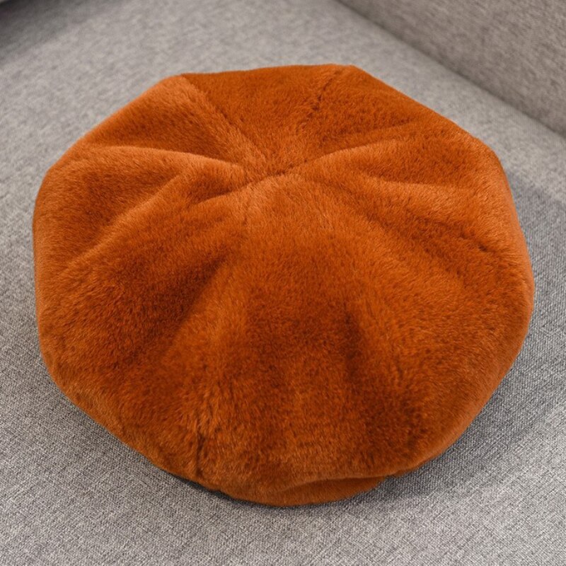Ht3331 baskrar höst vinter hattar för kvinnor mjuk fleece solid basker hatt dam vintage åttkantig keps kvinnlig retro dam basker: Kola