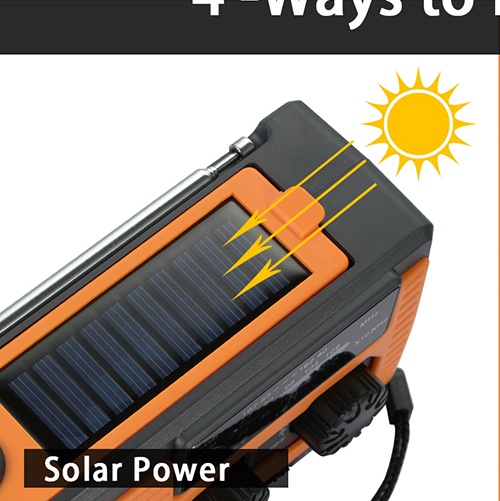 AM/FM Solar Radio Hand Crank Radio WB NOAA Emergency Radio with LED Flashlight Power Reading Lamp SOS Alarm Radio