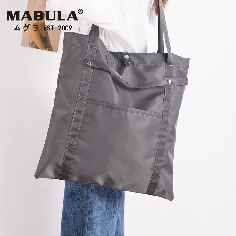 Mabula Grote Opvouwbare Rusable Tote Shopping Handtas Multi Pocket Nylon Schoudertassen Voor Reizen