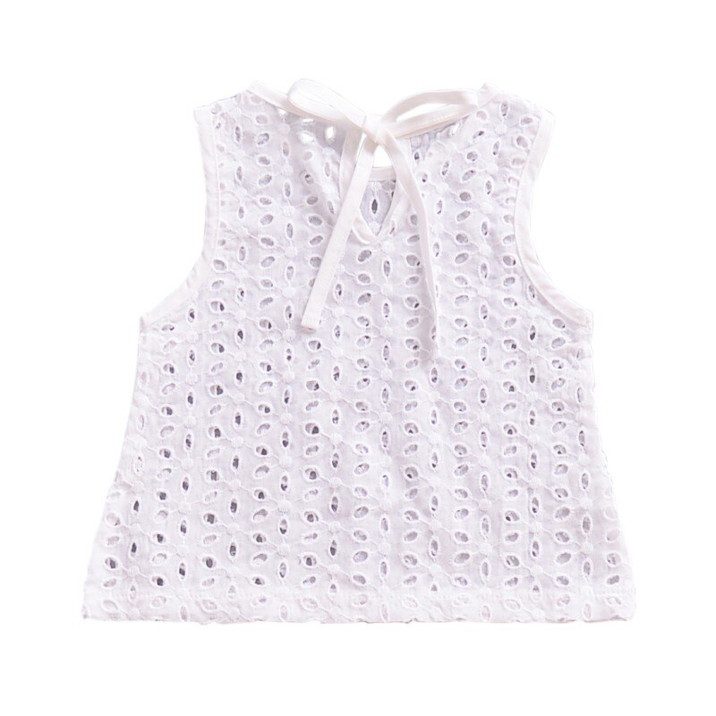 Cute Baby Girls Lace Hollow Tops T-shirt Blouse Outfits Sleeveless Newborn Baby Girl Cotton T-shirt Lace Hollow Tops T-shirt