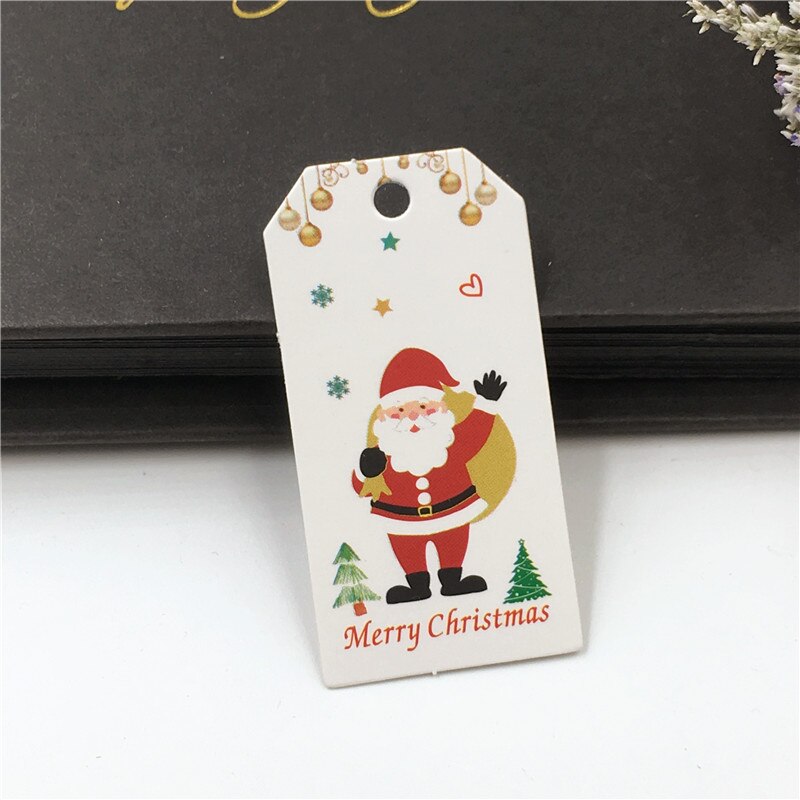 50 pcs DIY Kraft Tags Vrolijk Kerstfeest Etiketten Cadeaupapier Hang Tags Kerstman Papier Kaarten Xmas Party Wikkelen levert: 5x2.5cm-1