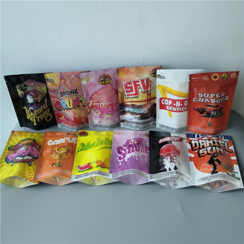 50 unids/lote olor prueba Mylar Ziplock bolsa de bolsas grueso 3,5g bolsas Runtz bolsas