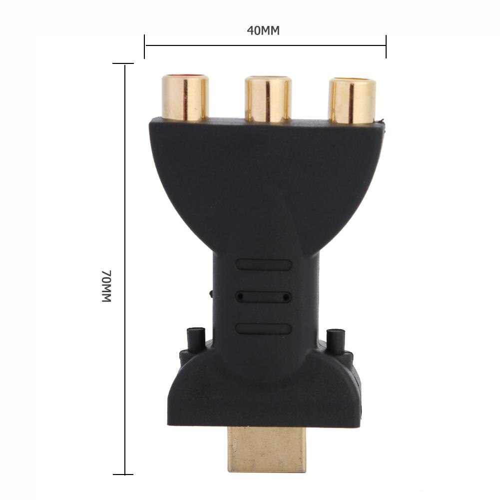 Adaptador de Audio y vídeo AV compatible con HDMI macho a 3 RCA hembra, convertidor de señales digitales para TV, 720p, 1080p: Default Title